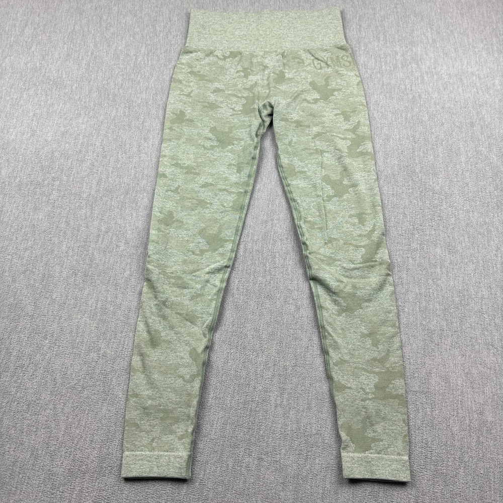 Gymshark Leggings Womens Small Green Camo Adapt Marl Seamless Compression Active